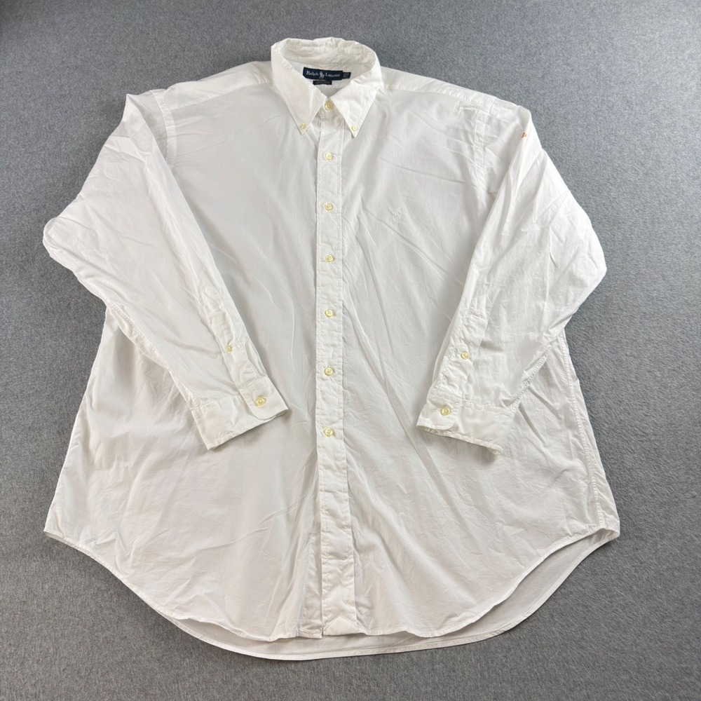 Vintage Polo Ralph Lauren Yarmouth White Oxford Shirt 17-34 XL White Pony 90s